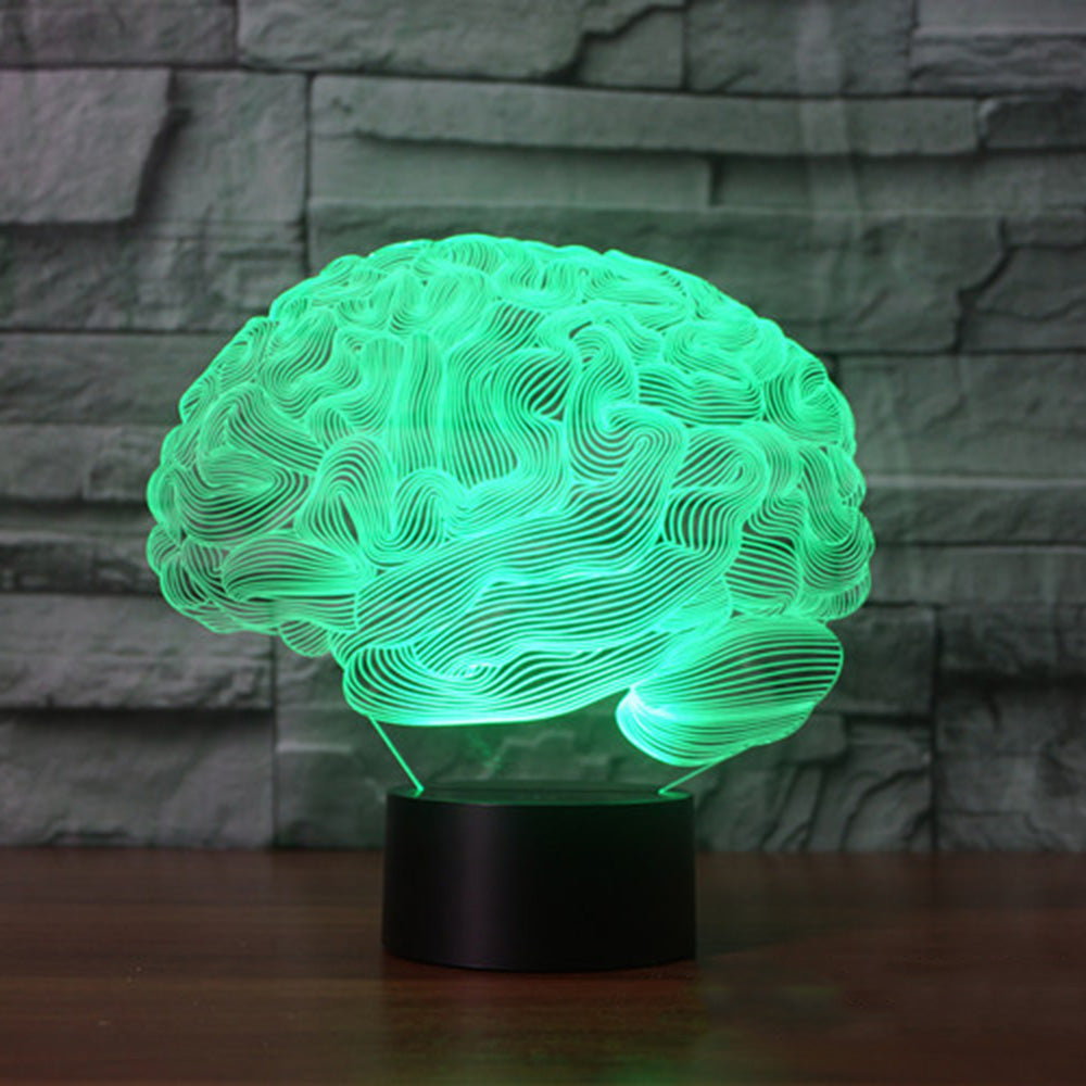 3D LED Colorful Remote Control Brain Lamp