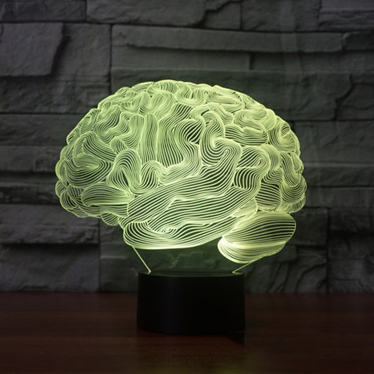 3D LED Colorful Remote Control Brain Lamp